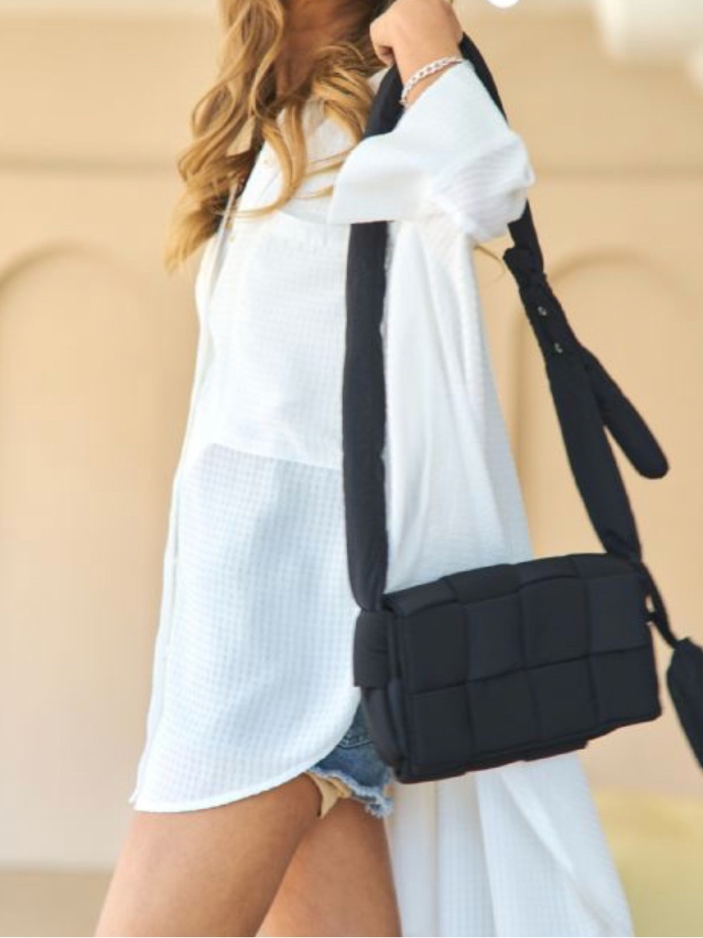 Black Woven Crossbody Bag for Women - Stylish Everyday Shoulder Bag